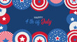 4th of july USA Independence day abstract background. Template for cards, stickers and party invitations.