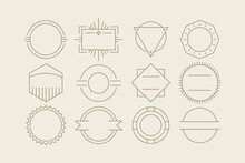 Abstract Design Elements And Shapes For Boho Logo Template. Modern Minimal Linear Icons For Social Media, Cards And Decoration.