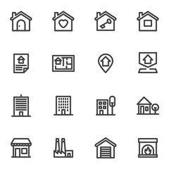 Real estate service line icons set