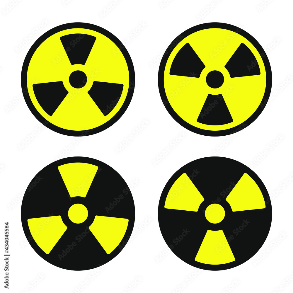 Radioactive symbol icon set. Nuclear radiation warning sign collection ...