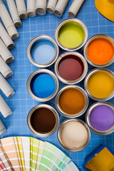 Wall Mural - Paint cans color palette and Rainbow colors