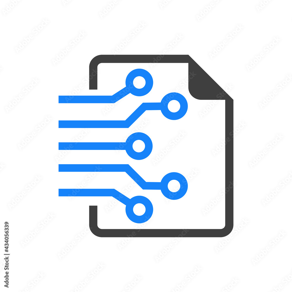 Tecnología digital. Sistema de circulación de documentos. Documento con lineas en color azul y gris - obrazy, fototapety, plakaty 
