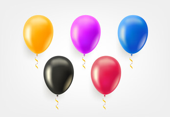 Poster - Color balloons vector set isolated on white background