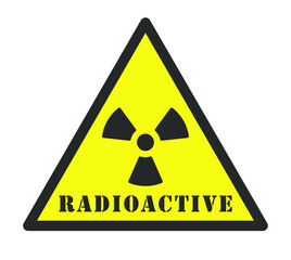 Wall Mural - Radioactive symbol icon. Nuclear radiation warning triangle sign. Atomic energy logo label. Vector illustration image. Isolated on white background.