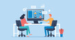 © APN Design - flat vector people online video conference for meeting with remote technology working and people work from home and business smart working online connect anywhere concept