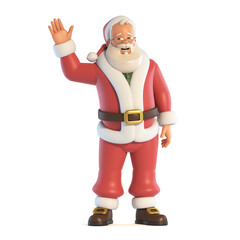 Poster - Santa Claus waving hand isolated on white background 3d rendering