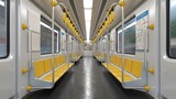 Inside empty subway car, metro car empty interior 3d rendering