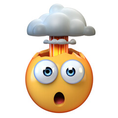 Poster - Mind blown emoji, exploding head emoticon on white background, 3d rendering