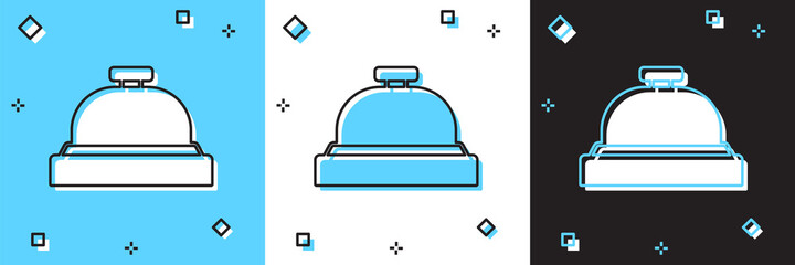 Sticker - Set Hotel service bell icon isolated on blue and white, black background. Reception bell. Vector