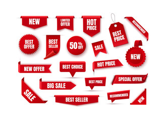 Wall Mural - Discount Labels and Tags. New Offer Tags. Best Seller Badges. Vector Banners. Vector illustration