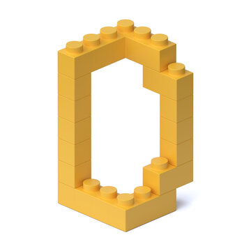 Building blocks font 3d rendering letter D