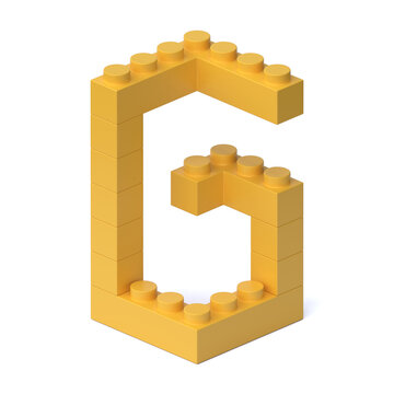 Building blocks font 3d rendering letter G