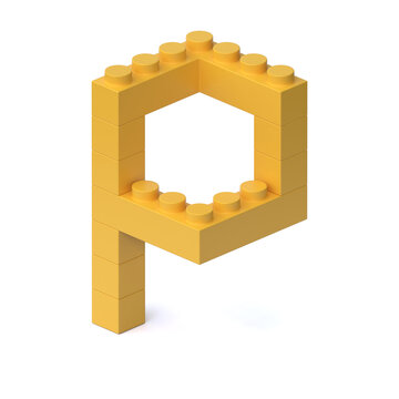 Building blocks font 3d rendering letter P