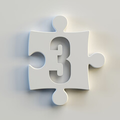 Sticker - Jigsaw font 3d rendering, puzzle piece number 3