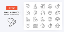 Healthy Lifestyle Line Icons 256 X 256