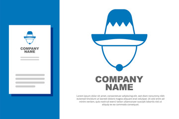 Poster - Blue Traditional mexican sombrero hat icon isolated on white background. Logo design template element. Vector