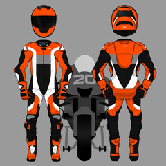 Poster - Motorcycle moto racing uniform design set mock up vector