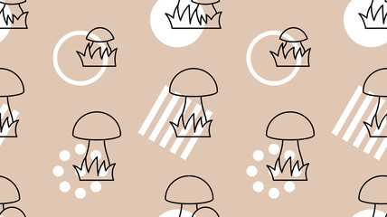 Poster - Mushroom seamless pattern. Vector hand drawn illustration