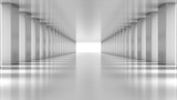 Fototapeta Do przedpokoju - White empty light Hall Zoom in. Perspective view of White empty Modern Architecture room. Abstract  white tunnel Background. 3D Render.