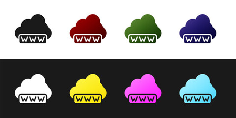 Set Software, web development, programming concept icon isolated on black and white background. Programming language and program code on screen laptop. Vector