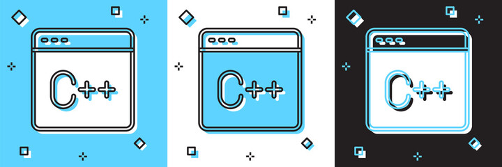 Set Software, web developer programming code icon isolated on blue and white, black background. Javascript computer script random parts of program code. Vector