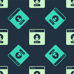 Poster - Green and beige Create account screen icon isolated seamless pattern on blue background. Vector