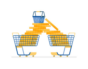 icon design of shop and spend much more for leisure things. Wasteful in consumerism. this icon can be used for marketing, ads, promotion, company, corporate