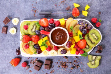 Poster - chocolate dipping sauce with fresh fruits