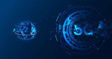 Poster - Сommunication network concept. High speed, broadband telecommunication. 5G network wireless internet Wi-fi connection.vector design.