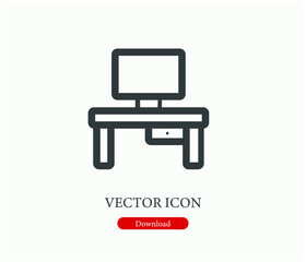 Poster - Desk vector icon.  Editable stroke. Symbol in Line Art Style for Design, Presentation, Website or Apps Elements, Logo. Pixel vector graphics - Vector