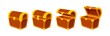 Cartoon treasure chest. Wooden chests, animation open empty wood box. Game icons or mysterious elements, vintage opened closed recent vector design