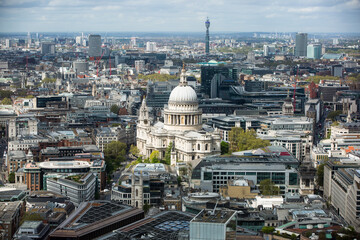 Sticker - London, UK. St.Paul's cathedral and City of London view