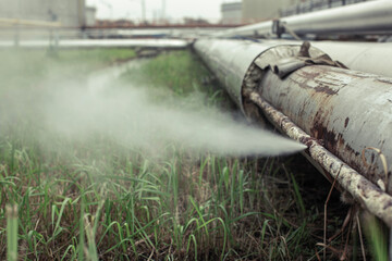 Wall Mural - Corrosion rusty through socket tube steam gas leak pipeline