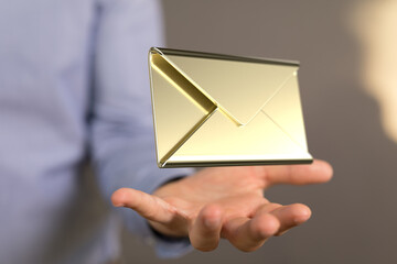  email icon concept in hand background