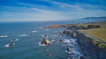 Poster - Aerial shot of Sonoma Coast State Park in California