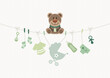 Teddy & Baby Icons Unisex Wäscheleine Punkte Grün Beige