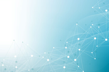 Poster - Geometric abstract background with connected line and dots. Structure molecule and communication. Big Data Visualization. Medical, technology, science background. Vector illustration.
