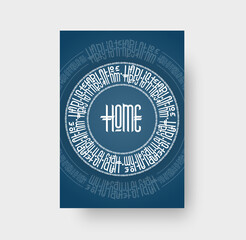 Poster - Vector vertical illustration. Hand lettering on a blue background with a round design.