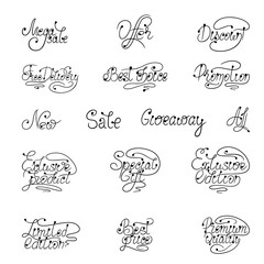 Poster - Vector illustration. Hand lettering on a white background. Set for sales, promotions, discounts