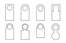Bottle Neck Hang Tag Outline Icon Set. Clipart Image Isolated On White Background