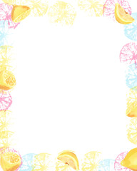 Wall Mural - watercolor lemon frame |frame made of lemon | pink,yellow and blue