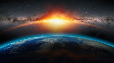 planet earth with a spectacular sunset 