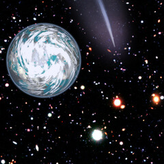 Wall Mural - comet over the earth. meteor rain. the elements of this image furnished by nasa.