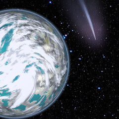 Wall Mural - comet over the earth. meteor rain. the elements of this image furnished by nasa.