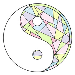Wall Mural - Yin and Yang. Hand drawn mandala on isolation background. Design for spiritual relaxation for adults. Line art creation. Outline for tattoo, printing on t-shirts, posters and other
