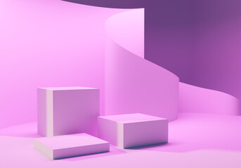 Poster - pink podium. presentation of goods. geometric abstract background. design for showcase. curved surfa