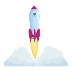 Poster - Spacecraft launch crash icon. Cartoon of Spacecraft launch crash vector icon for web design isolated on white background