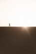 © Jairo Diaz/ADDICTIVE STOCK - Anonymous female tourist walking while contemplating light sky with sunbeams at dusk