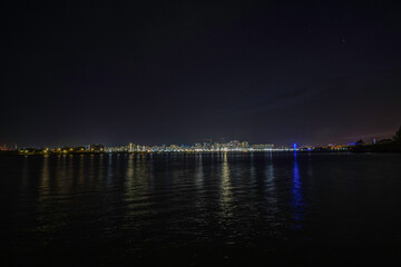 Sura river embankment in Penza at night