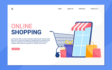 Landing page template for business. Modern web page design concept layout for website. Vector illustration.